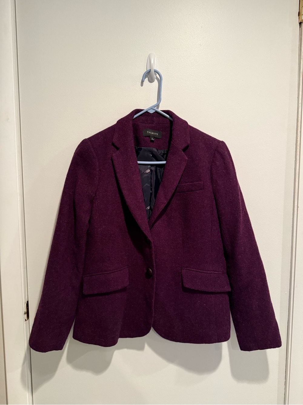 Talbots Equestrian Plum Wool Mallard Blazer